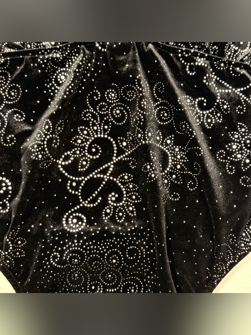 Black Rhinestone Velvet Halter Teddy - Picture 5 of 8